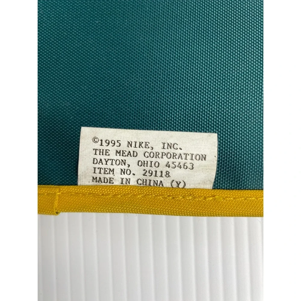 Vintage 1995 Nike Just Do It Mead Trapper Folder Green Yellow Retro Rare
